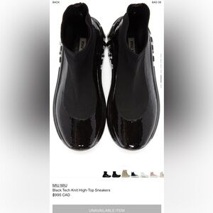 Miumiu tech knit high tops top sneakers / size 36.5 round toe rib knit collar